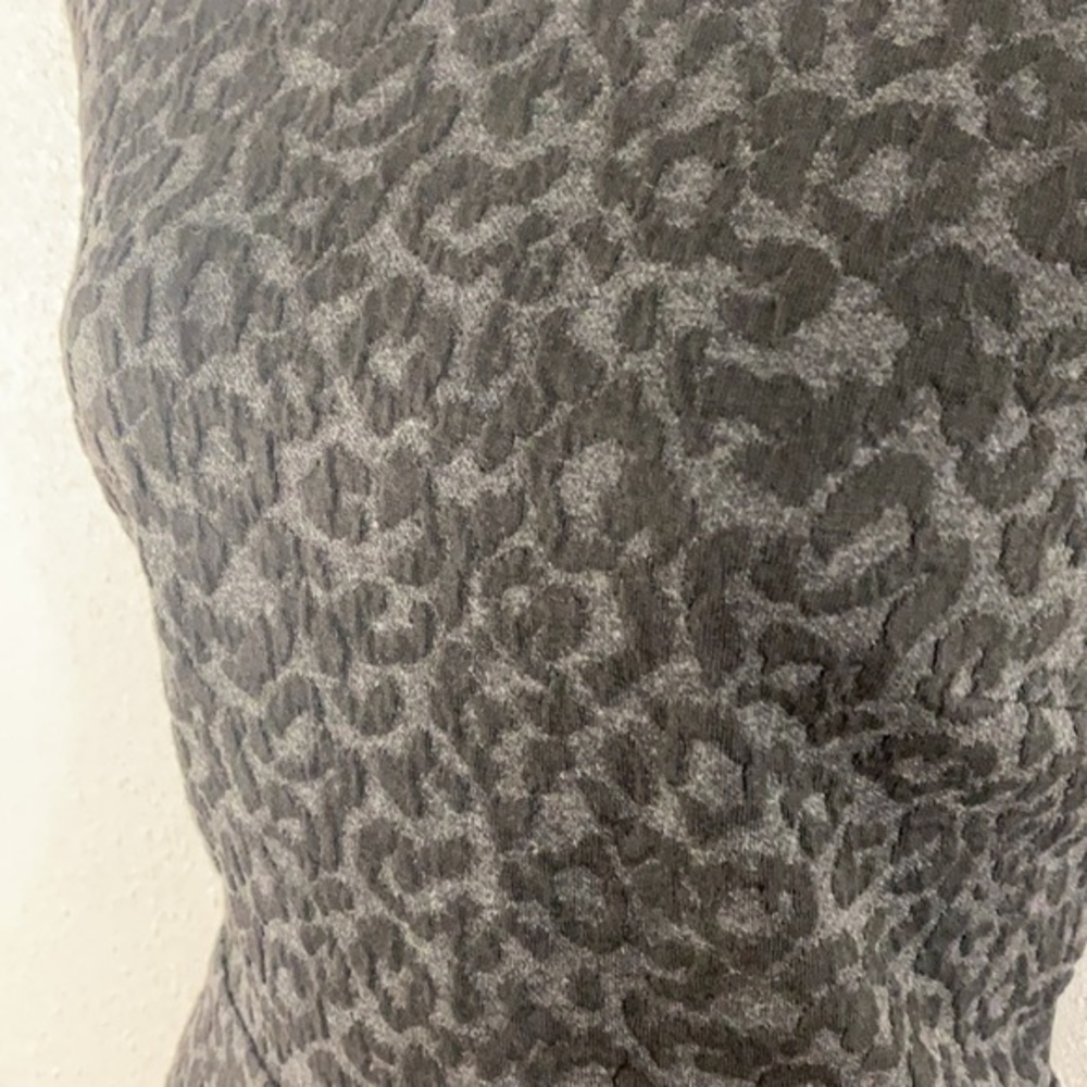 NWT Loft gray black leopard textured flare dress - Picture 7 of 14